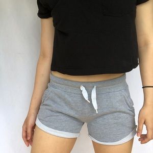 adorable light grey booty/workout shorts